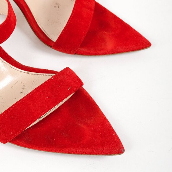 Gianvito Rossi Red Chamois Suede Heel Sandals - Picture 6 of 10